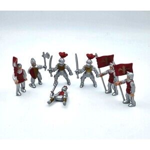 Safari Ltd Knights Figures Lot Medieval Soldiers Weapons Flags Fantasy Dragon